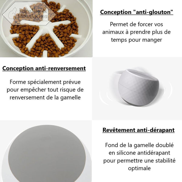 Gamelle anti glouton et anti renversement - Papattes & Moustaches